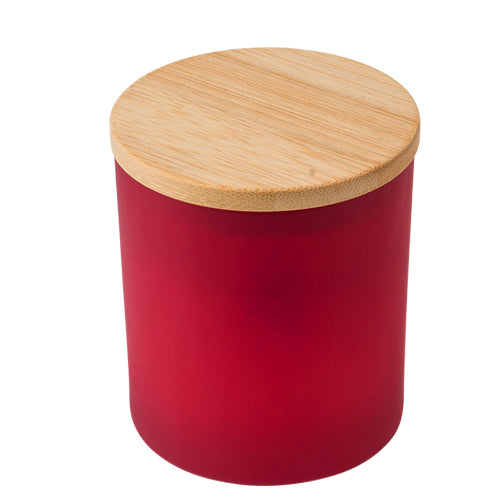 Red container with a wooden lid 200 Ml on a white background