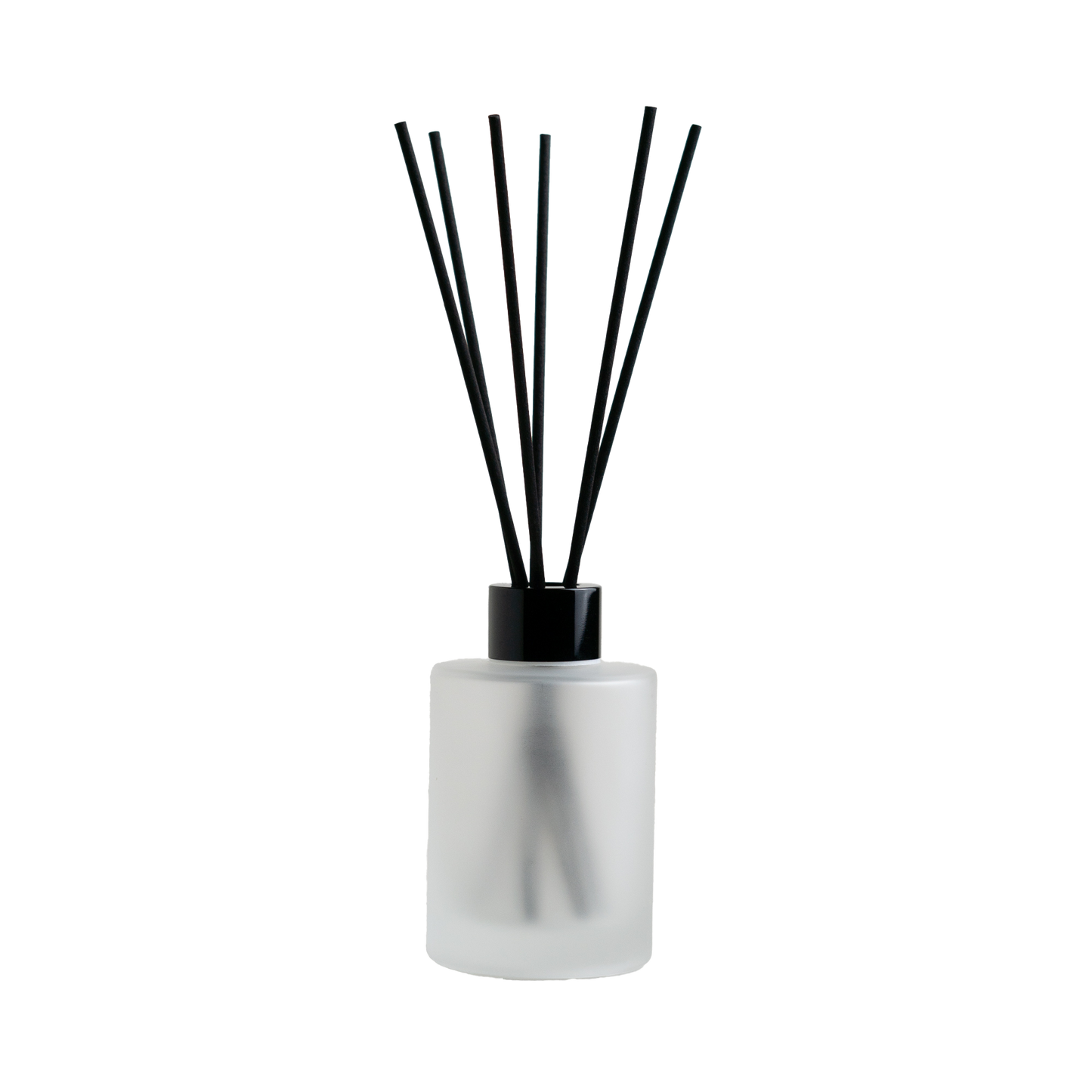 White Frosted Glass Diffuser Bottle - Black Top - 120 ml / 4 oz