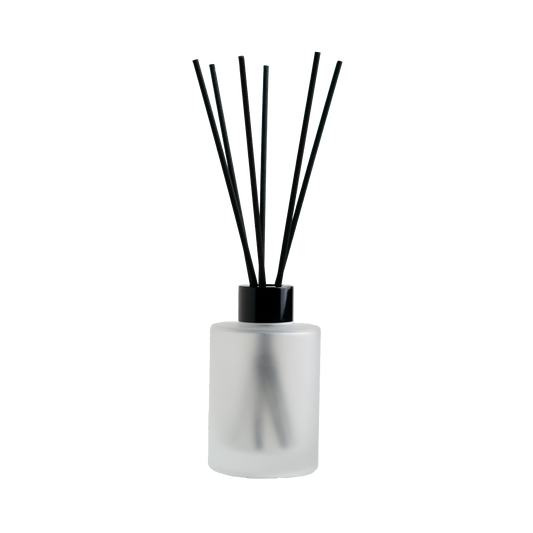 White Frosted Glass Diffuser Bottle - Black Top - 120 ml / 4 oz