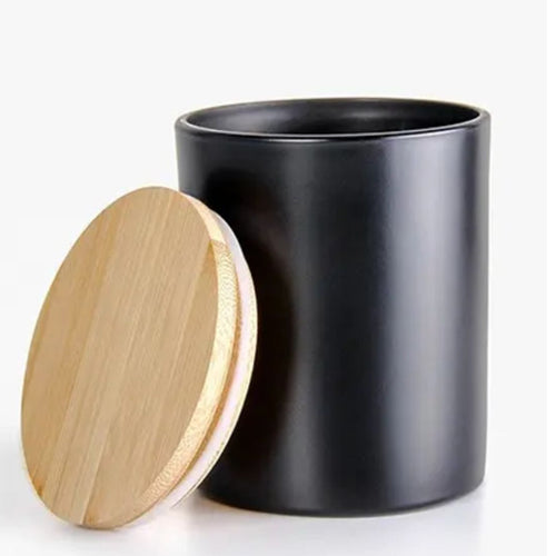 Matte Black Jar with Premium Wooden Lid 200 ML / 6.5 oz