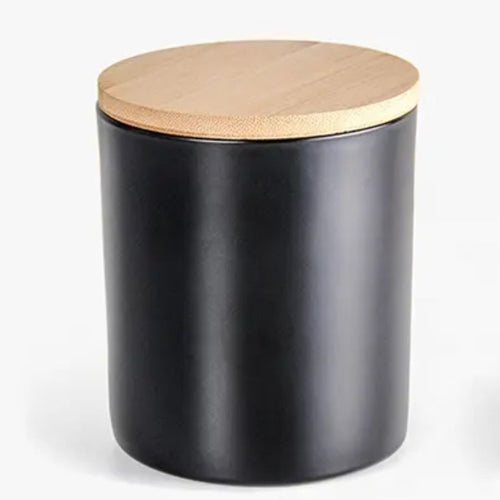 Matte Black Jar with Premium Wooden Lid 200 ML / 6.5 oz