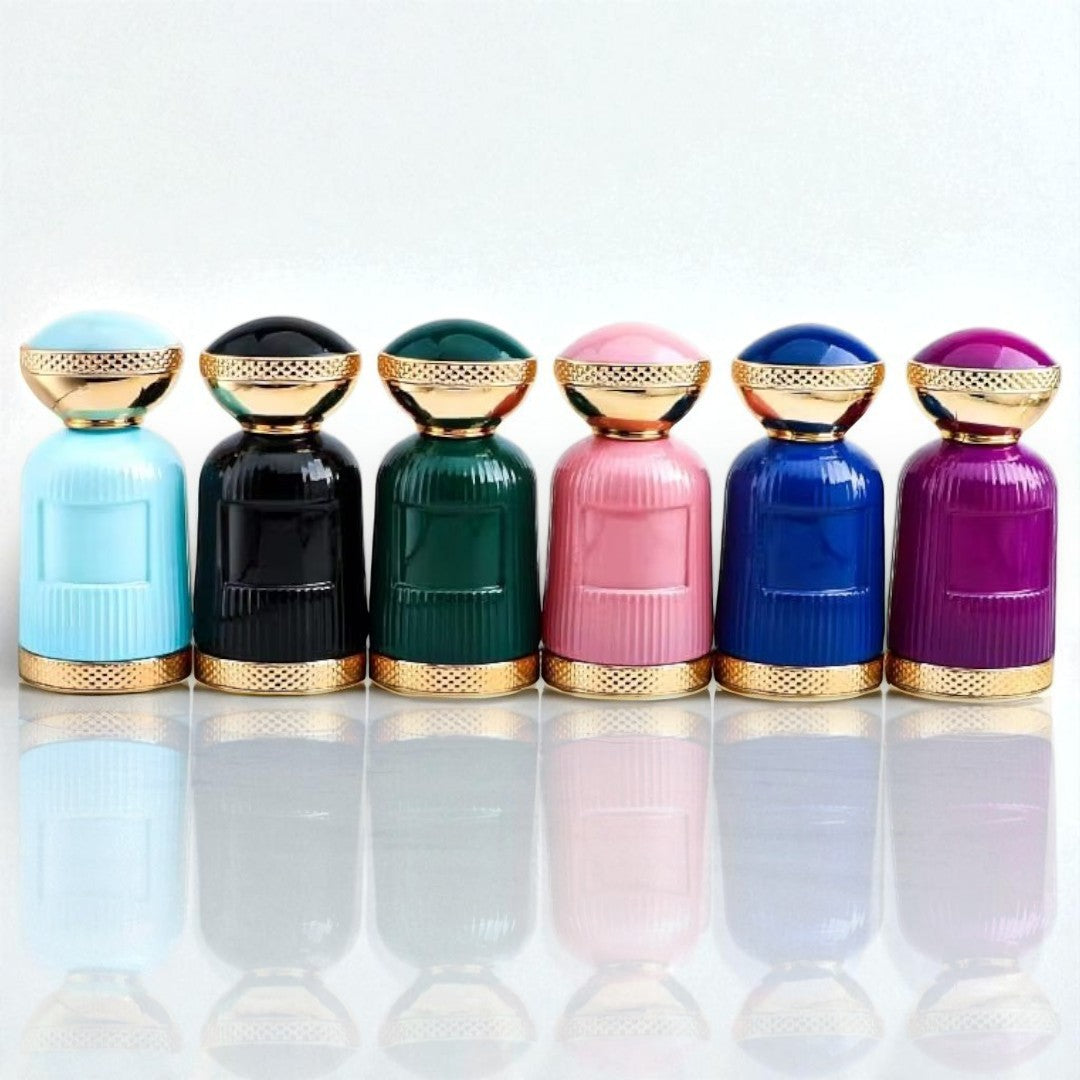 50ml Luxury High-Quality Glass Empty Perfume Bottle with Dome-Shaped Gold-Bottomed Cap