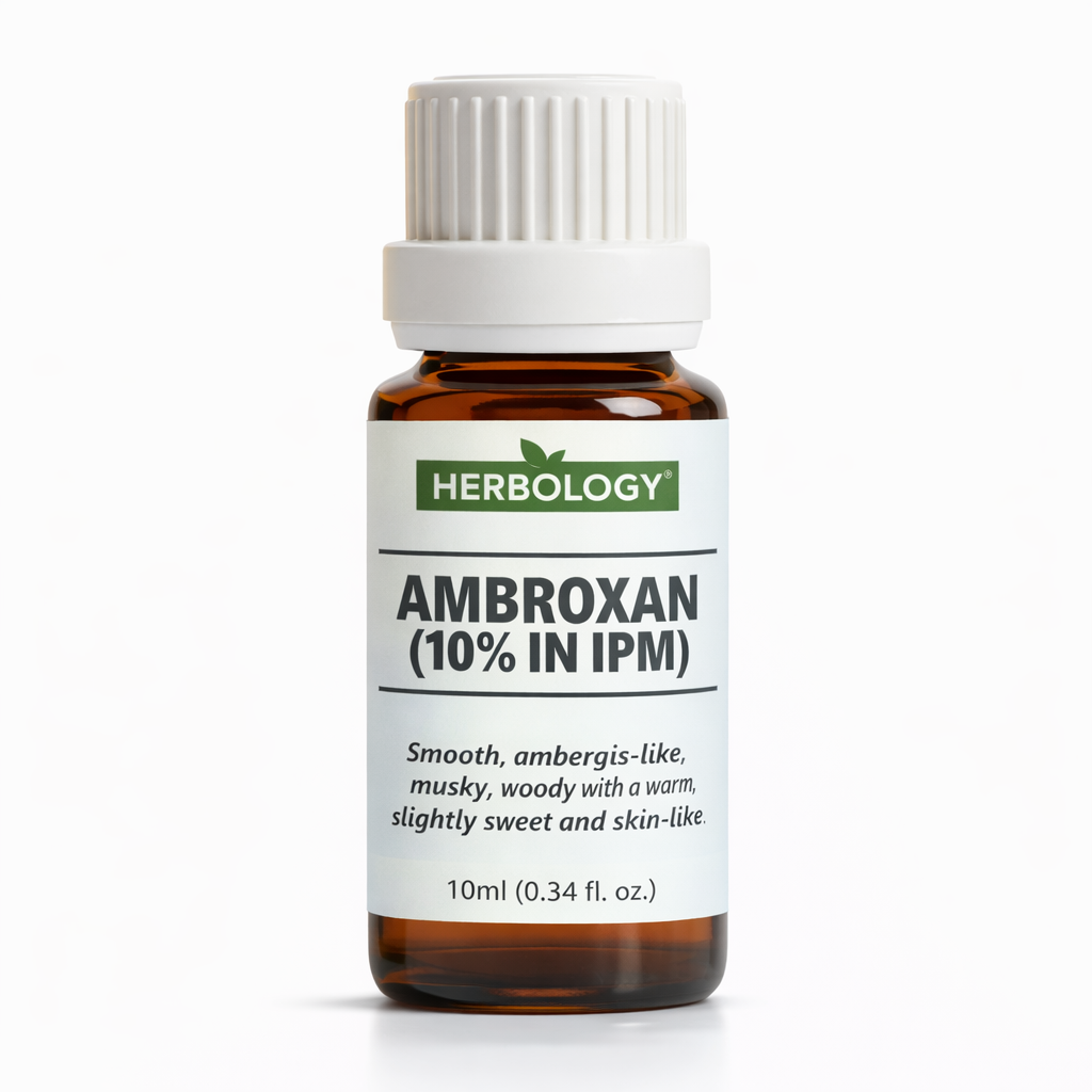 Ambroxan 10 percent in IPM amber aroma chemical fixative for perfumery by HERBOLOGY