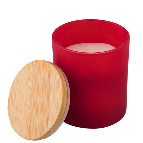 Red container with a wooden lid 200 Ml on a white background