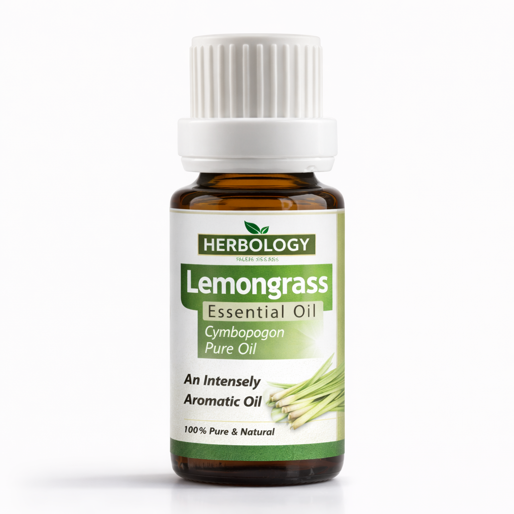Lemongrass essential oil from Cymbopogon citratus with fresh lemon citrus aroma used in aromatherapy and perfumes