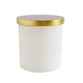 White container with a gold lid on a white background