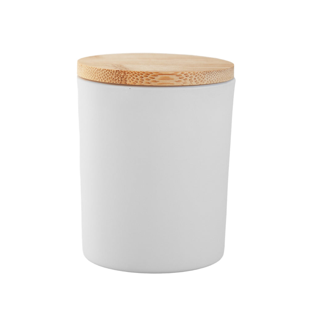 Matte Cream White Jar with Wooden Lid 200 ML / 6.5 OZ