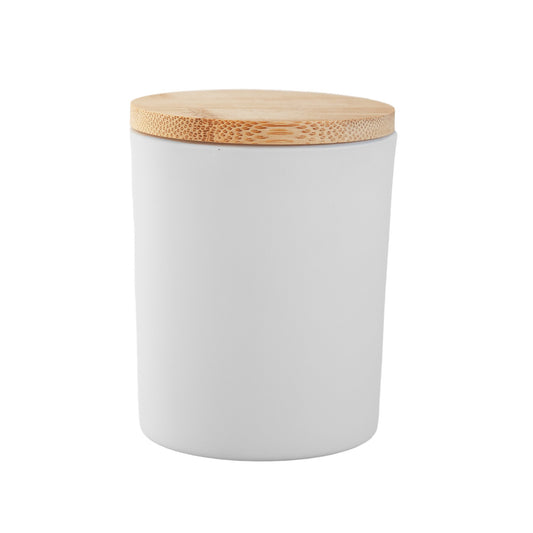 Matte Cream White Jar with Wooden Lid 200 ML / 6.5 OZ
