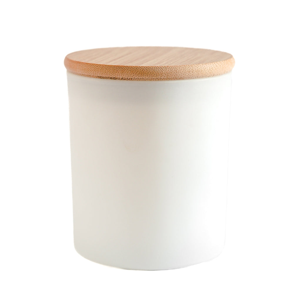 White Jar with Wooden Lid (9.6 oz)