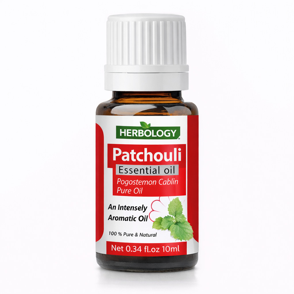 Patchouli essential oil pure steam distilled oil used in perfumes aromatherapy skincare soaps and fragrance formulations