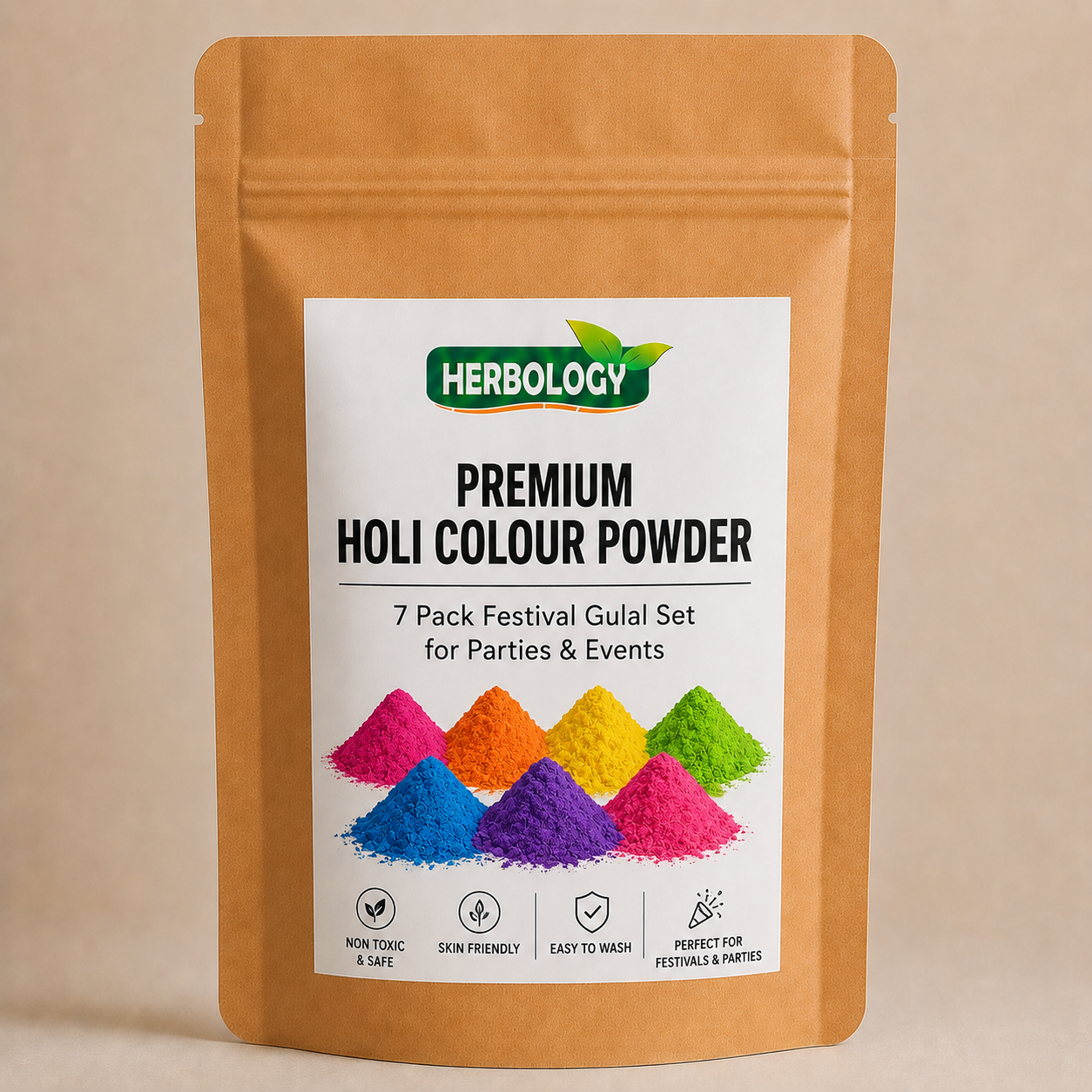 Premium Holi Colour Powder - 7 Pack Festival Gulal Set for Parties & Events