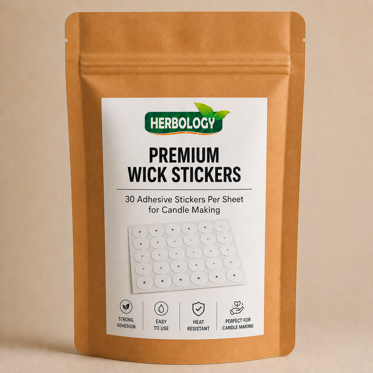 Premium Wick Stickers - 30 Adhesive Stickers Per Sheet for Candle Making