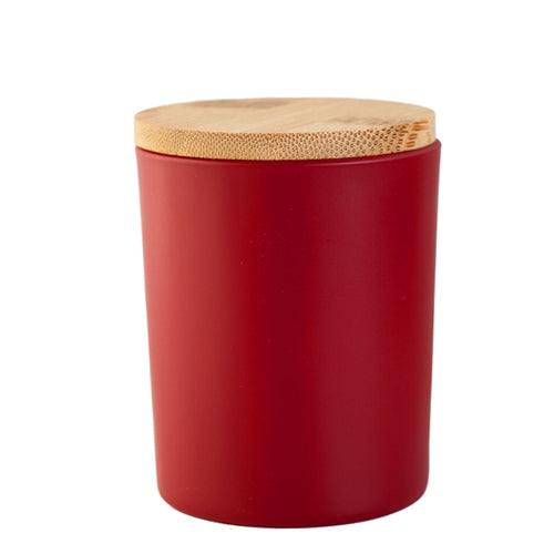 Red container with a wooden lid 200 Ml on a white background