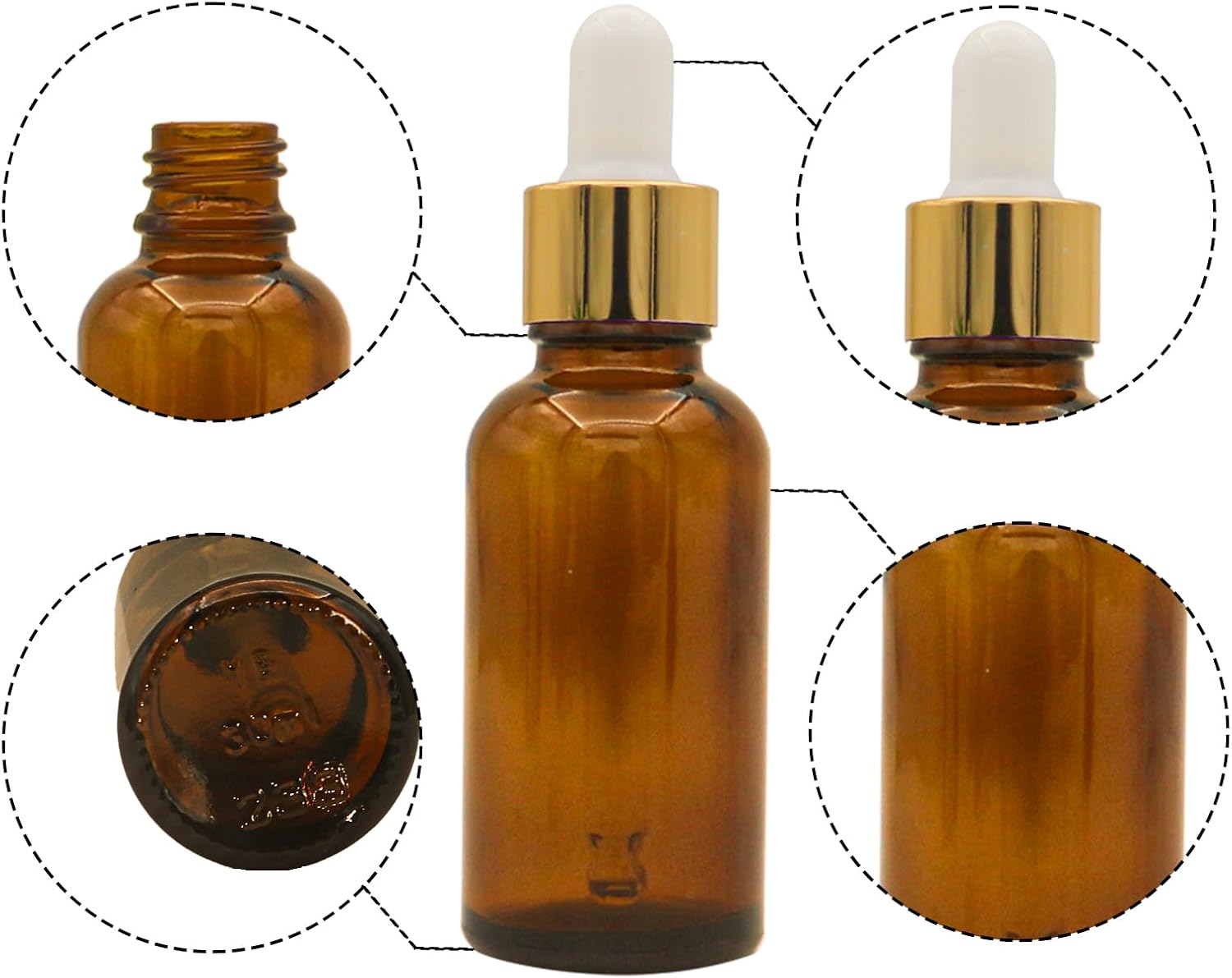 Amber Glass Dropper Bottle - Premium Empty Bottle for Serum Glass Pipettes Dropper