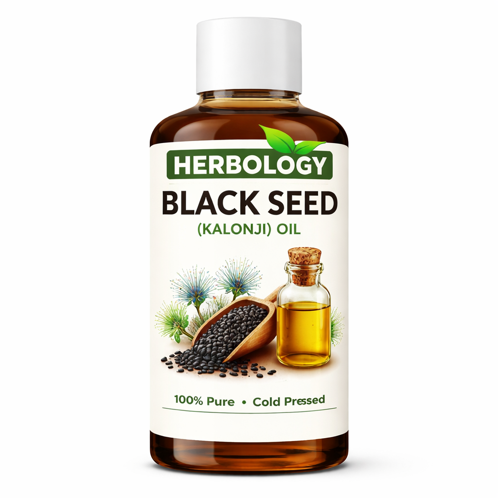 Herbology Black Seed Oil (Kalonji) – Pure Cold-Pressed Oil for Hair Growth, Skin & Beard