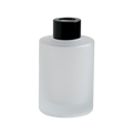 White Frosted Glass Diffuser Bottle - Black Top - 120 ml / 4 oz