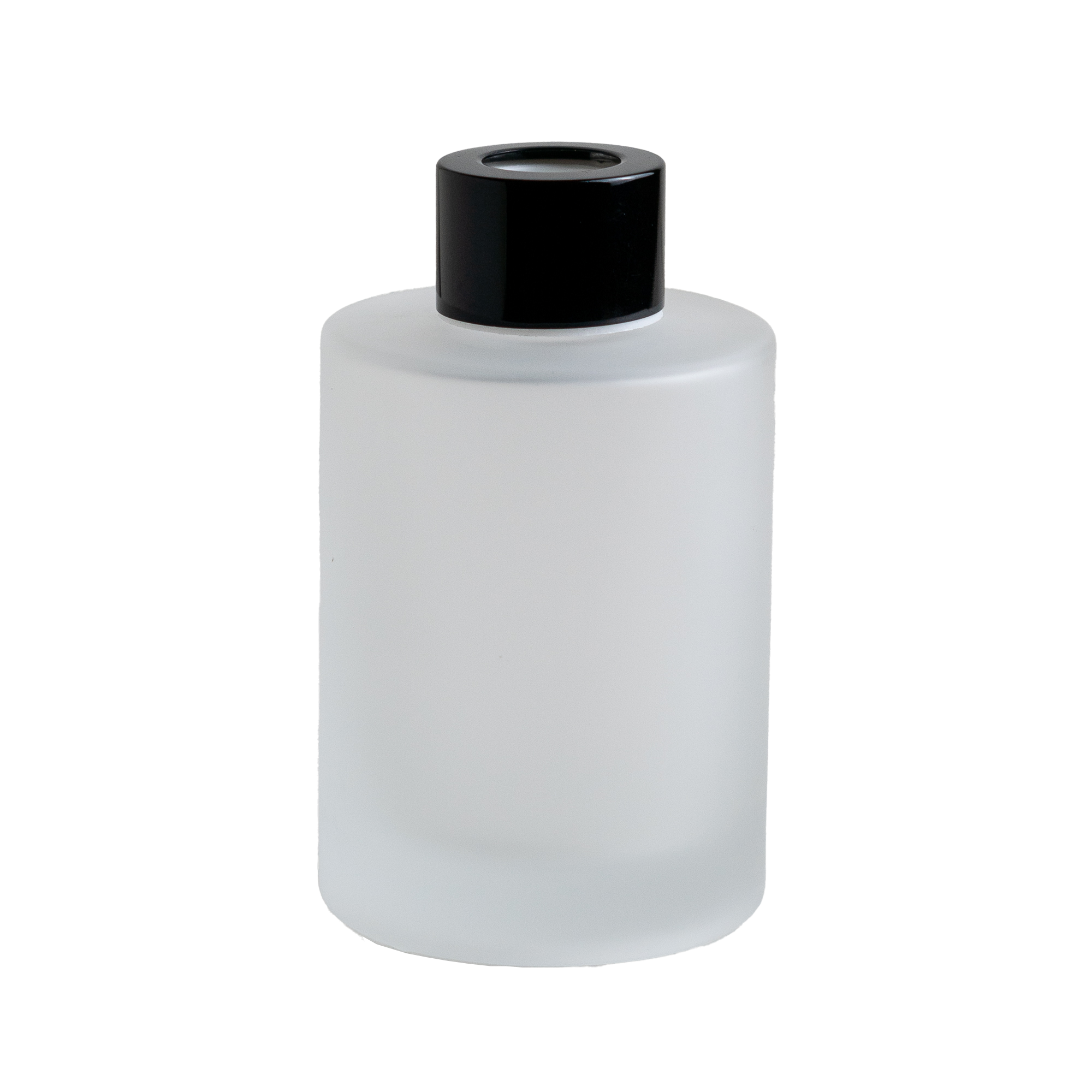 White Frosted Glass Diffuser Bottle - Black Top - 120 ml / 4 oz