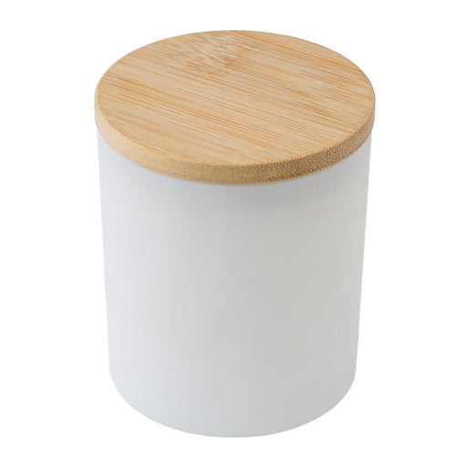 Matte Cream White Jar with Wooden Lid 200 ML / 6.5 OZ