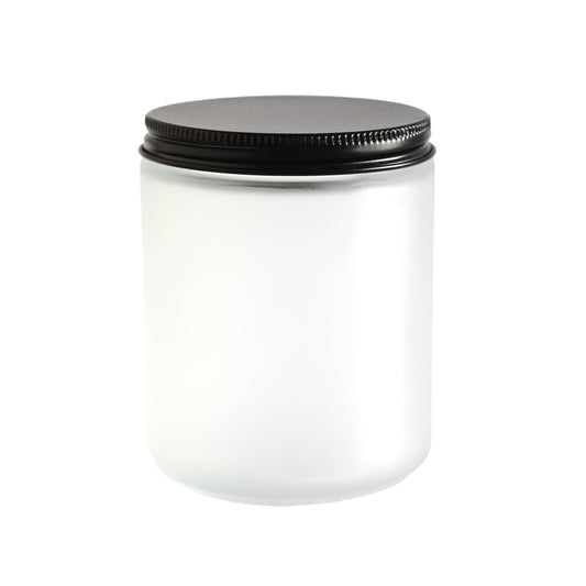 Frosted Glass Jar with Black Lid 250 ML /  8.4 oz