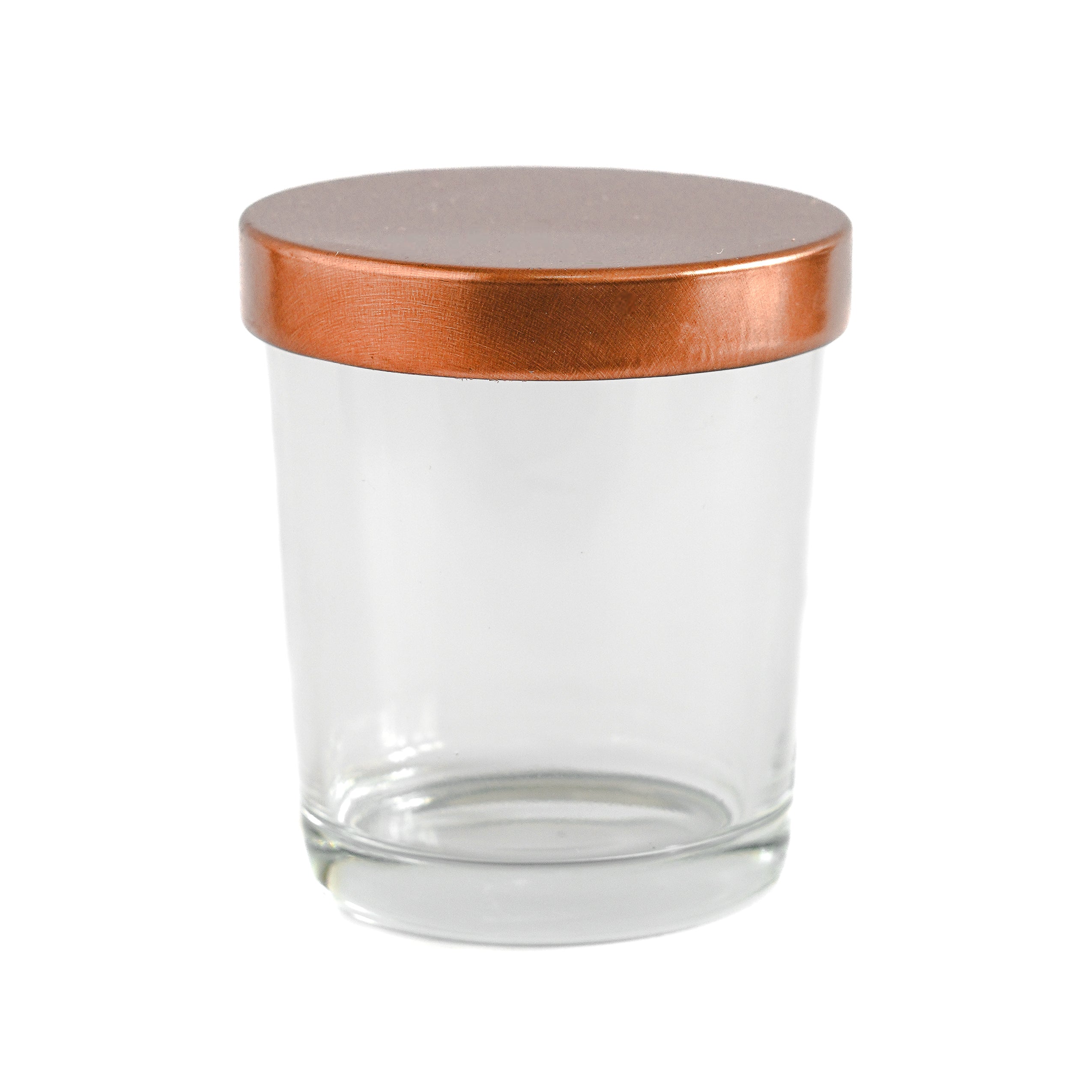 3.6 oz Clear Glass Jar with Rose Gold Lid