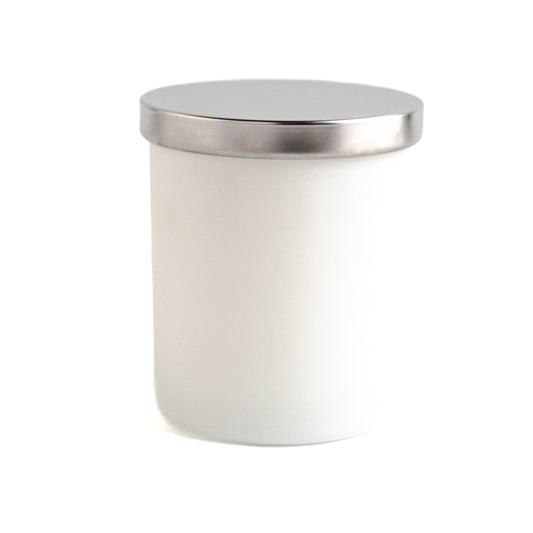 Matte White Jar with Silver Lid 200 ML / 6.5 oz