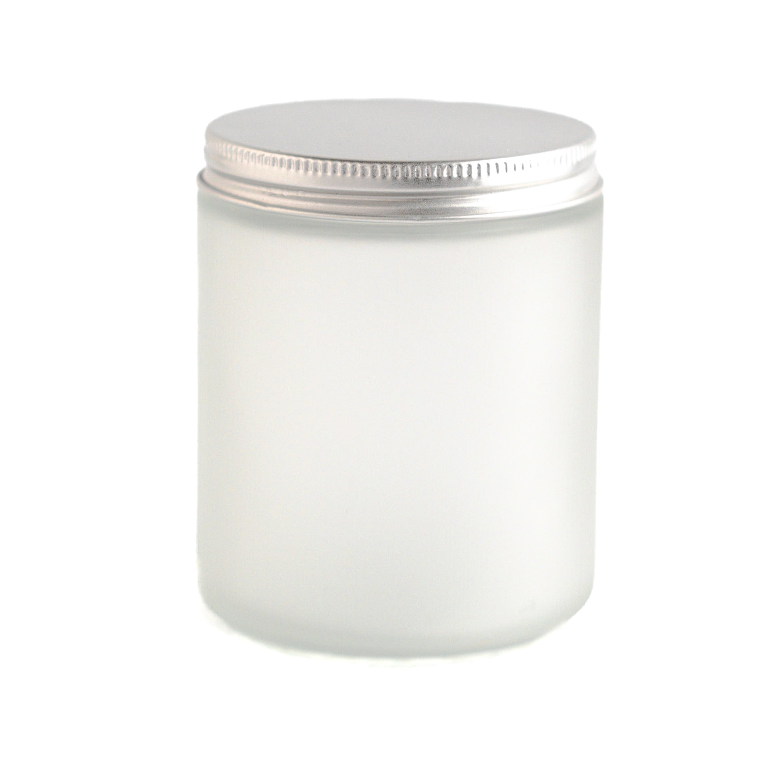 8.4 oz Frosted Glass Jar with Silver Lid