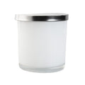 16.8 oz Gloss White Glass Jar with Silver Lid for Candles