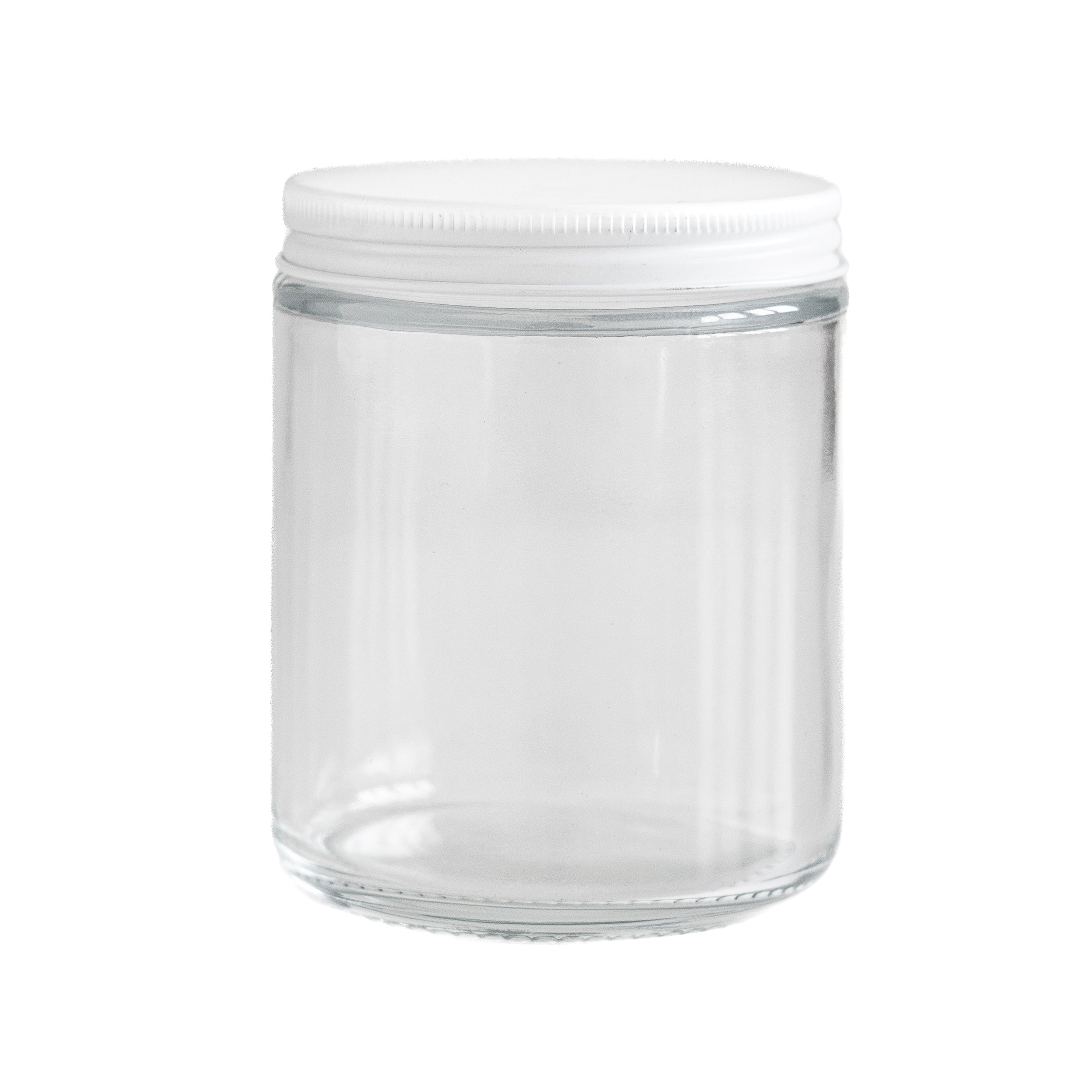Transparent Jar with White Lid 250 ML / 8.4 oz