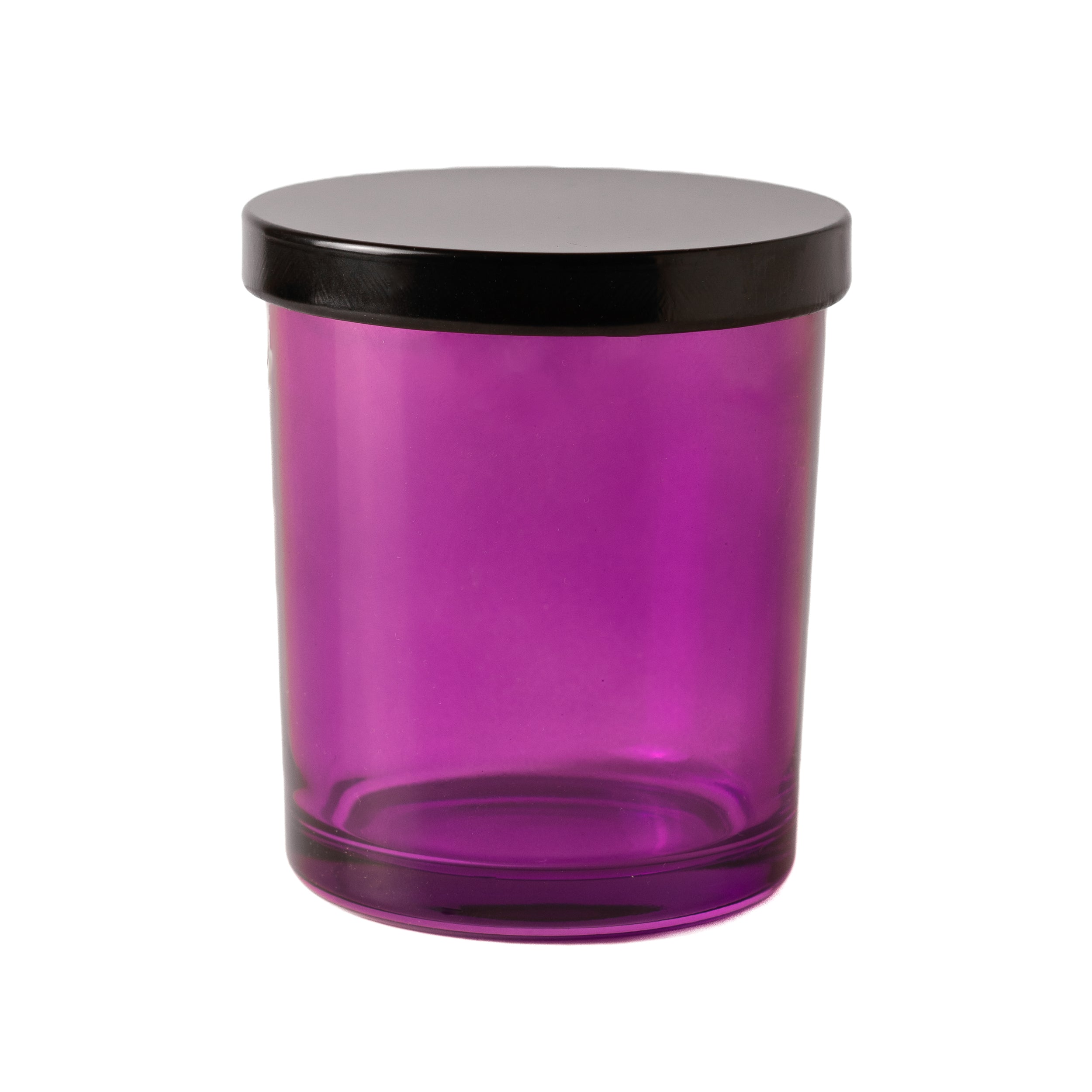 Translucent Magenta Purple Glass Jar with Black Lid 200 ML / 6.5 oz