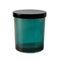 Translucent Aqua Blue Glass Jar with Black Lid 200 ML / 6.5 oz
