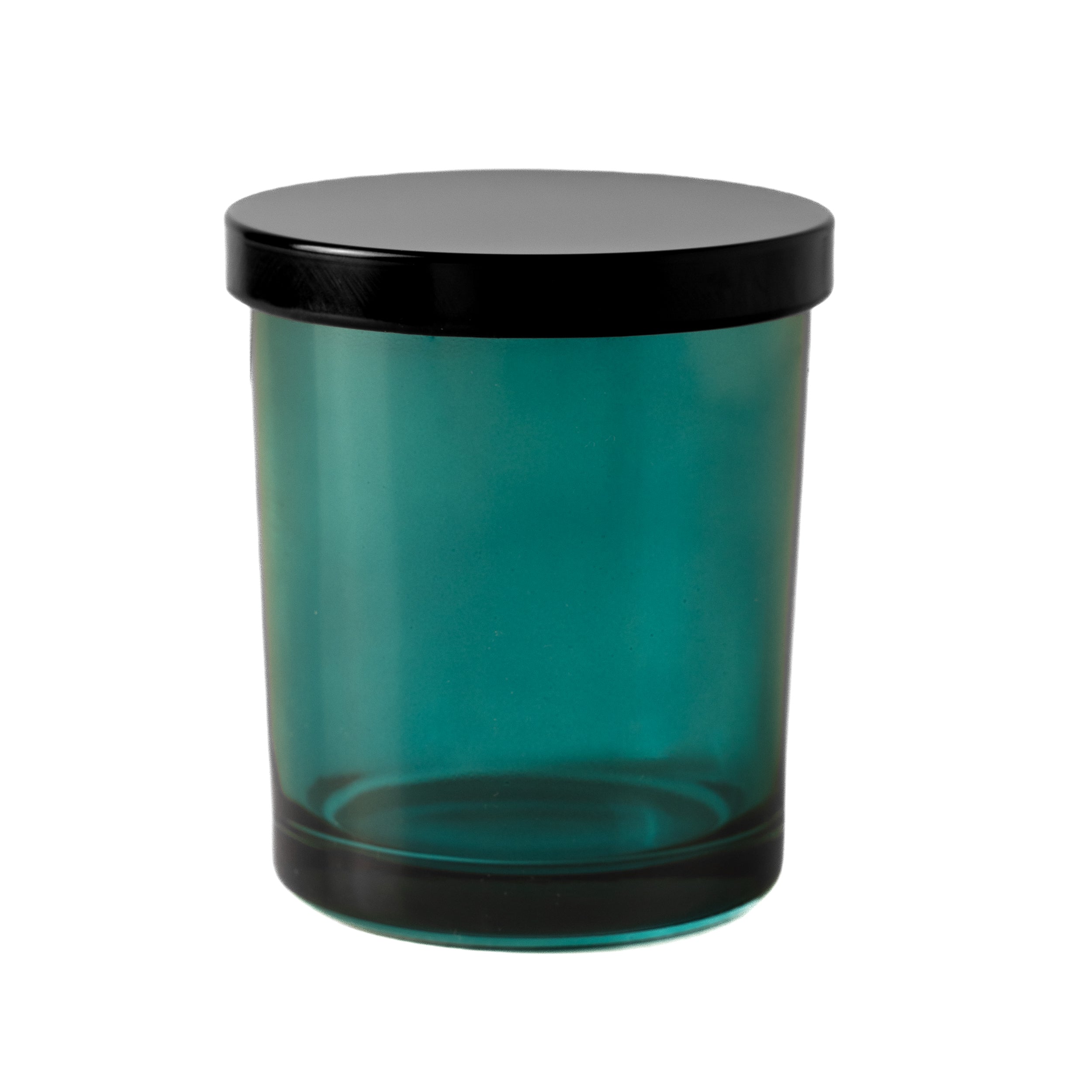 Translucent Aqua Blue Glass Jar with Black Lid 200 ML / 6.5 oz